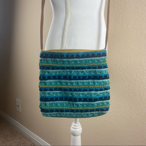 Lucky Brand Blue Ocean Waves with Beads Crossbody Purse - Picture 5 of 6